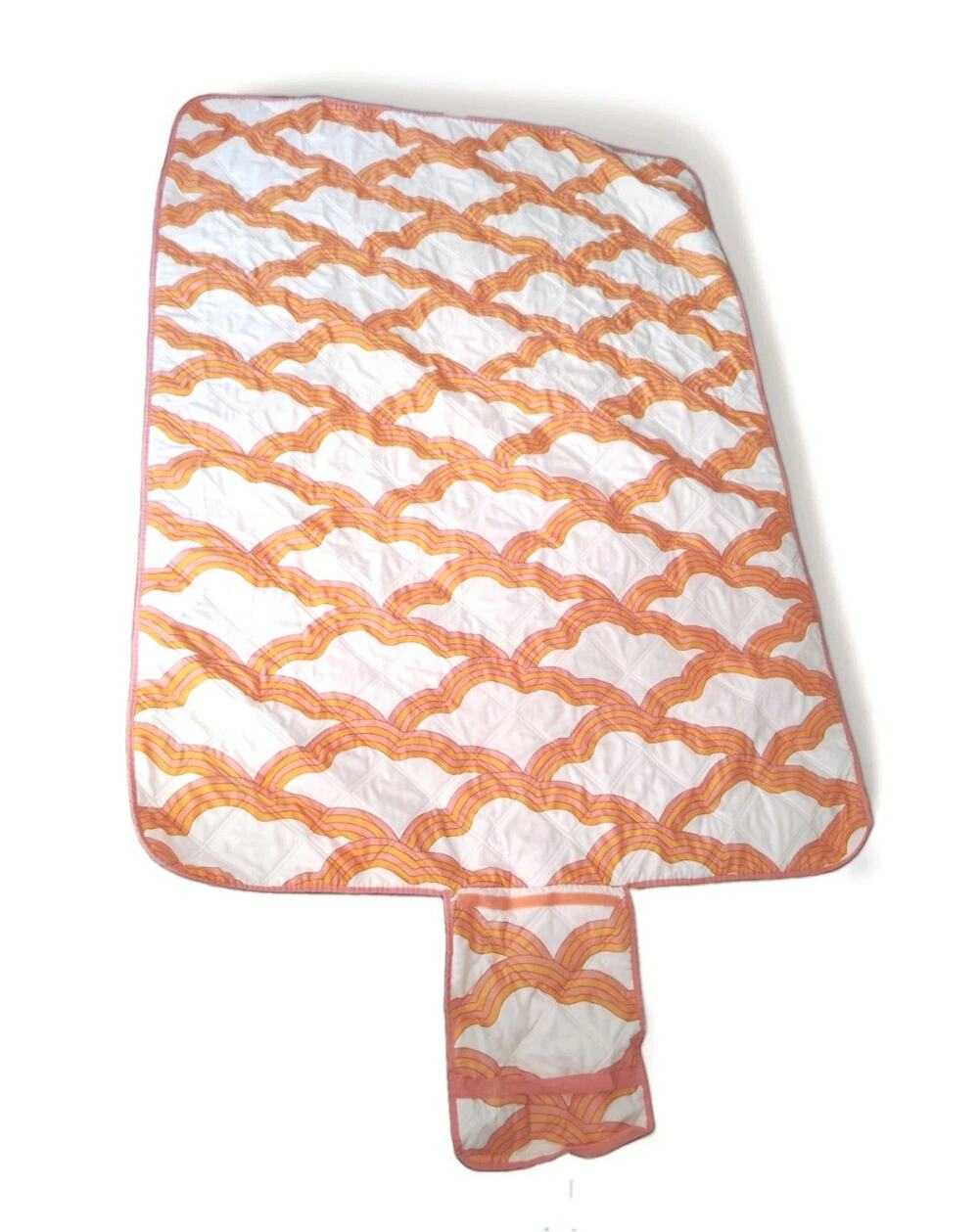 Society 6 Roll Up PICNIC BLANKET 50x70 Coral Pink Cream Orange Water Resistant